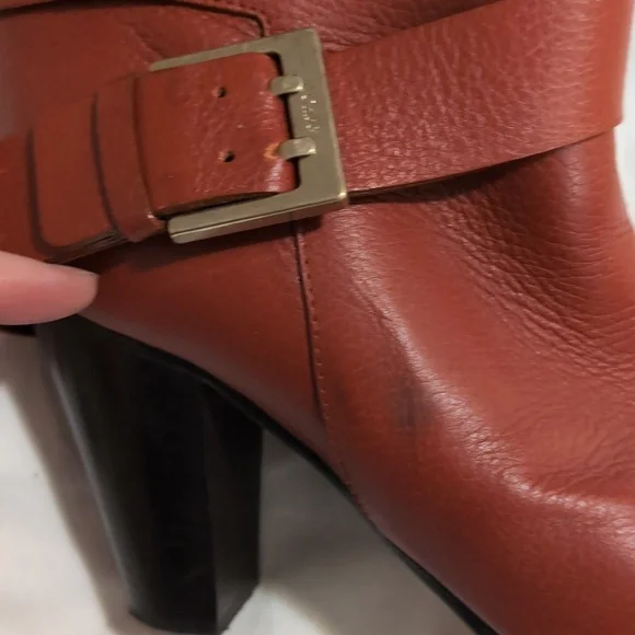 Chloe Leather Buckle Boots sz 8-8.5 Eu Size 38.5 Burnished Rust Moto Style - Picture 5 of 8